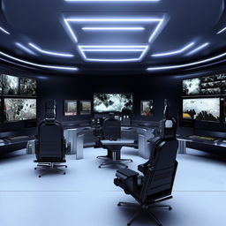 futuristic SWAT control room  with 5 chairs based on https://files.dreamhome.software/files/static/36651