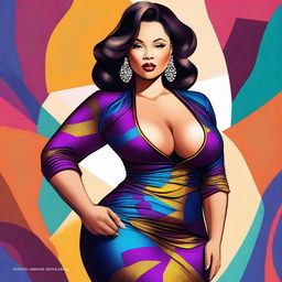 A digital art image of a voluptuous, attractive woman