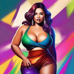 A digital art image of a voluptuous, attractive woman