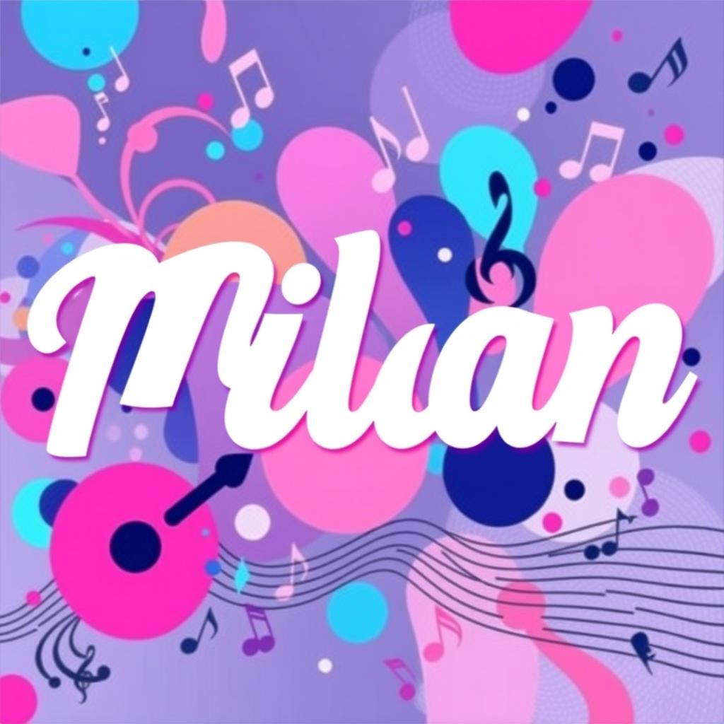 An artistic and vibrant music cover featuring the name 'Milan' prominently in bold, stylish typography