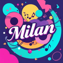 An artistic and vibrant music cover featuring the name 'Milan' prominently in bold, stylish typography