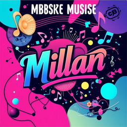 An artistic and vibrant music cover featuring the name 'Milan' prominently in bold, stylish typography