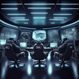 futuristic SWAT control room  with 5 chairs based on https://files.dreamhome.software/files/static/36651