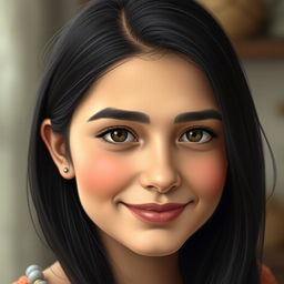 A realistic portrait of a 26-year-old Iranian girl named Matilda, weighing approximately 67 kilograms and standing about 167 cm tall