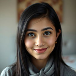 A realistic portrait of a 26-year-old Iranian girl named Matilda, weighing approximately 67 kilograms and standing about 167 cm tall