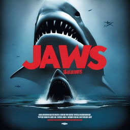 A high-quality, digitally rendered image, styled as a movie poster for Jaws