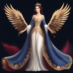 This digital art illustration depicts a princess in a classic European gown