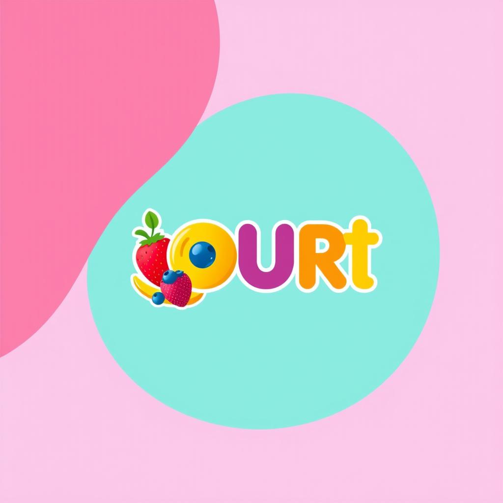 A modern and vibrant logo design for a yogurt smoothie brand named 'IOURT'