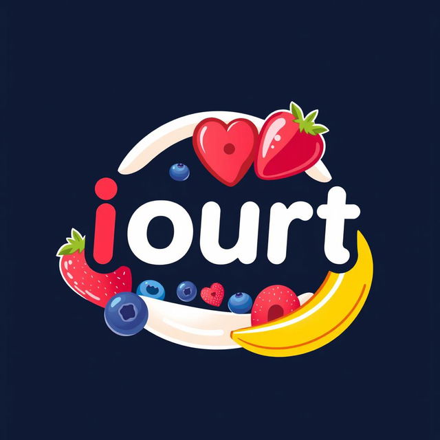 A modern and vibrant logo design for a yogurt smoothie brand named 'IOURT'