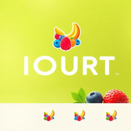A modern and vibrant logo design for a yogurt smoothie brand named 'IOURT'