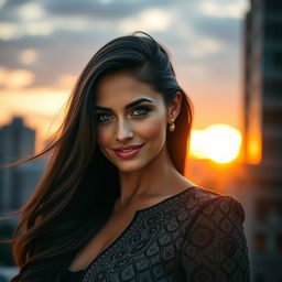 A dramatic portrait of a woman named Matilda Minas, showcasing her unique beauty and strength