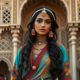A captivating portrait of Matilda Minas, a character inspired by the rich culture of Jamalabad