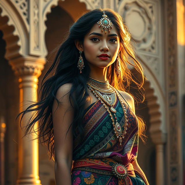 A captivating portrait of Matilda Minas, a character inspired by the rich culture of Jamalabad