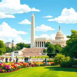 A vibrant and educational illustration of Washington D