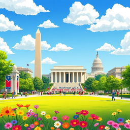 A vibrant and educational illustration of Washington D