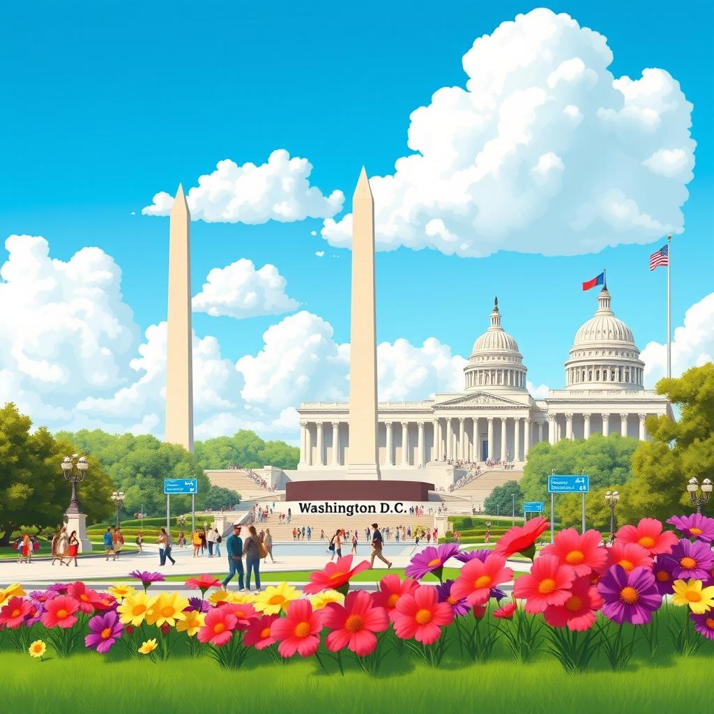 A vibrant and educational illustration of Washington D