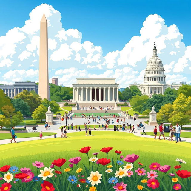 A vibrant and educational illustration of Washington D