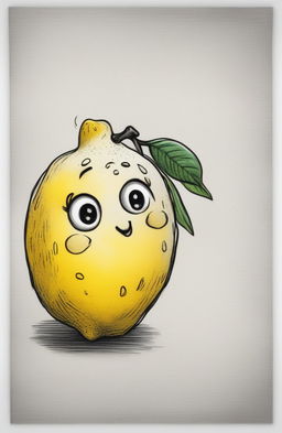 A simple, charming crayon drawing of a lemon