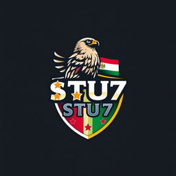 An eye-catching logo design featuring a majestic war falcon, symbolizing strength and freedom, prominently displayed alongside a five-star shield
