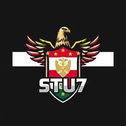 An eye-catching logo design featuring a majestic war falcon, symbolizing strength and freedom, prominently displayed alongside a five-star shield