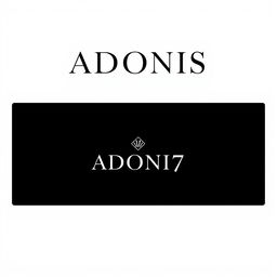 A sleek and modern logo design featuring the word 'ADONIS' prominently displayed at the top, rendered in a bold, distinctive font that exudes elegance and strength