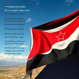 A realistic and heartfelt representation of Jordanian pride, featuring the Jordanian flag with its distinctive seven-pointed star prominently displayed