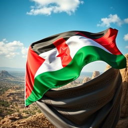 A realistic and heartfelt representation of Jordanian pride, featuring the Jordanian flag with its distinctive seven-pointed star prominently displayed