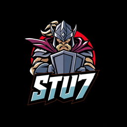 A dynamic logo design featuring a fierce warrior character as the central element