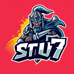 A dynamic logo design featuring a fierce warrior character as the central element