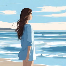 A high-quality digital art image showcasing a serene ocean scene