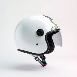 A stylish white helmet featuring a unique and colorful design