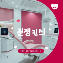 An advertisement for a dental clinic named 'عيادة الرحمة' (Mercy Clinic) using a harmonious color scheme of pink and burgundy