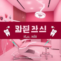 An advertisement for a dental clinic named 'عيادة الرحمة' (Mercy Clinic) using a harmonious color scheme of pink and burgundy