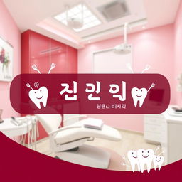 An advertisement for a dental clinic named 'عيادة الرحمة' (Mercy Clinic) using a harmonious color scheme of pink and burgundy
