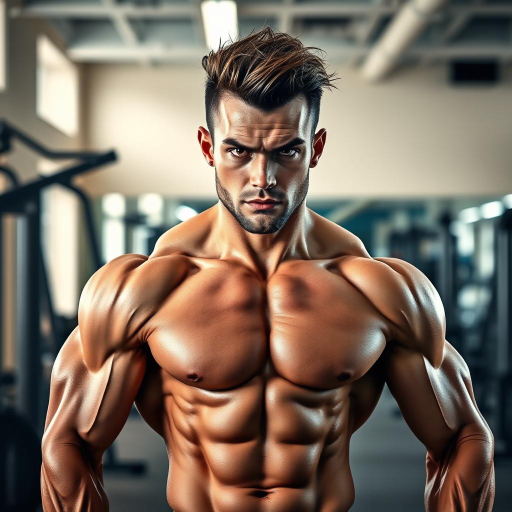 A head mine jacked onto a muscular gym body, showcasing a lean and fit physique