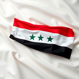 A beautifully detailed representation of the Syrian flag, featuring three horizontal stripes: red at the top, white in the middle, and black at the bottom