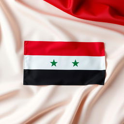 A beautifully detailed representation of the Syrian flag, featuring three horizontal stripes: red at the top, white in the middle, and black at the bottom