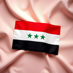 A beautifully detailed representation of the Syrian flag, featuring three horizontal stripes: red at the top, white in the middle, and black at the bottom