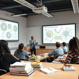An academic lecture scene focused on the theme of 'Structure and Organization in Biology'