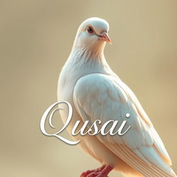 A realistic and detailed image of a white dove perched elegantly against a soft, blurred background
