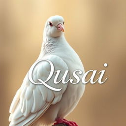 A realistic and detailed image of a white dove perched elegantly against a soft, blurred background