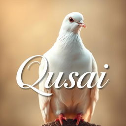 A realistic and detailed image of a white dove perched elegantly against a soft, blurred background