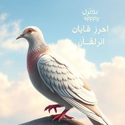 A realistic dove perched gracefully, with intricate feather details and a soft, calm expression