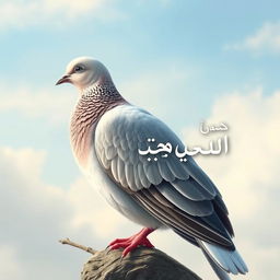 A realistic dove perched gracefully, with intricate feather details and a soft, calm expression
