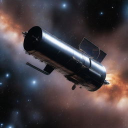 A strikingly detailed 3D render of the Hubble Space Telescope floating in the vastness of space