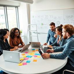 A diverse group of people engaged in a lively discussion around a large round table