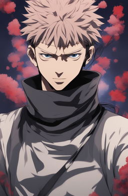 This is a high-quality digital art illustration of Satoru Gojo from Jujutsu Kaisen