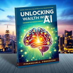 A visually striking book cover design for a financial empowerment theme, highlighting the use of artificial intelligence for financial gains