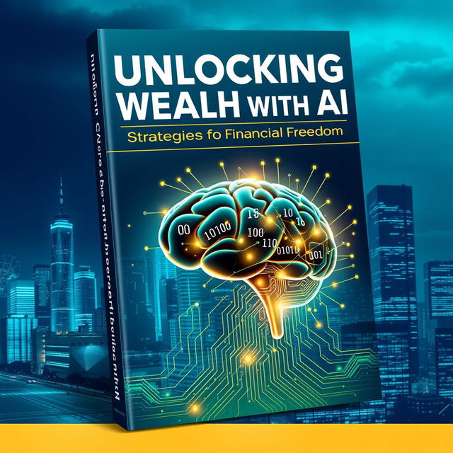 A visually striking book cover design for a financial empowerment theme, highlighting the use of artificial intelligence for financial gains