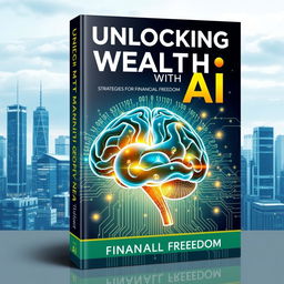 A visually striking book cover design for a financial empowerment theme, highlighting the use of artificial intelligence for financial gains